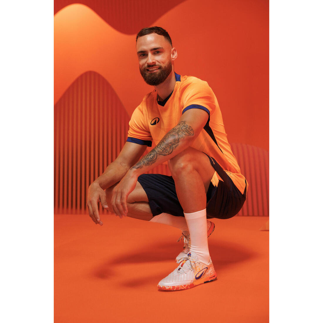 Maillot de Football CLR Adulte manches courtes Orange et Marine