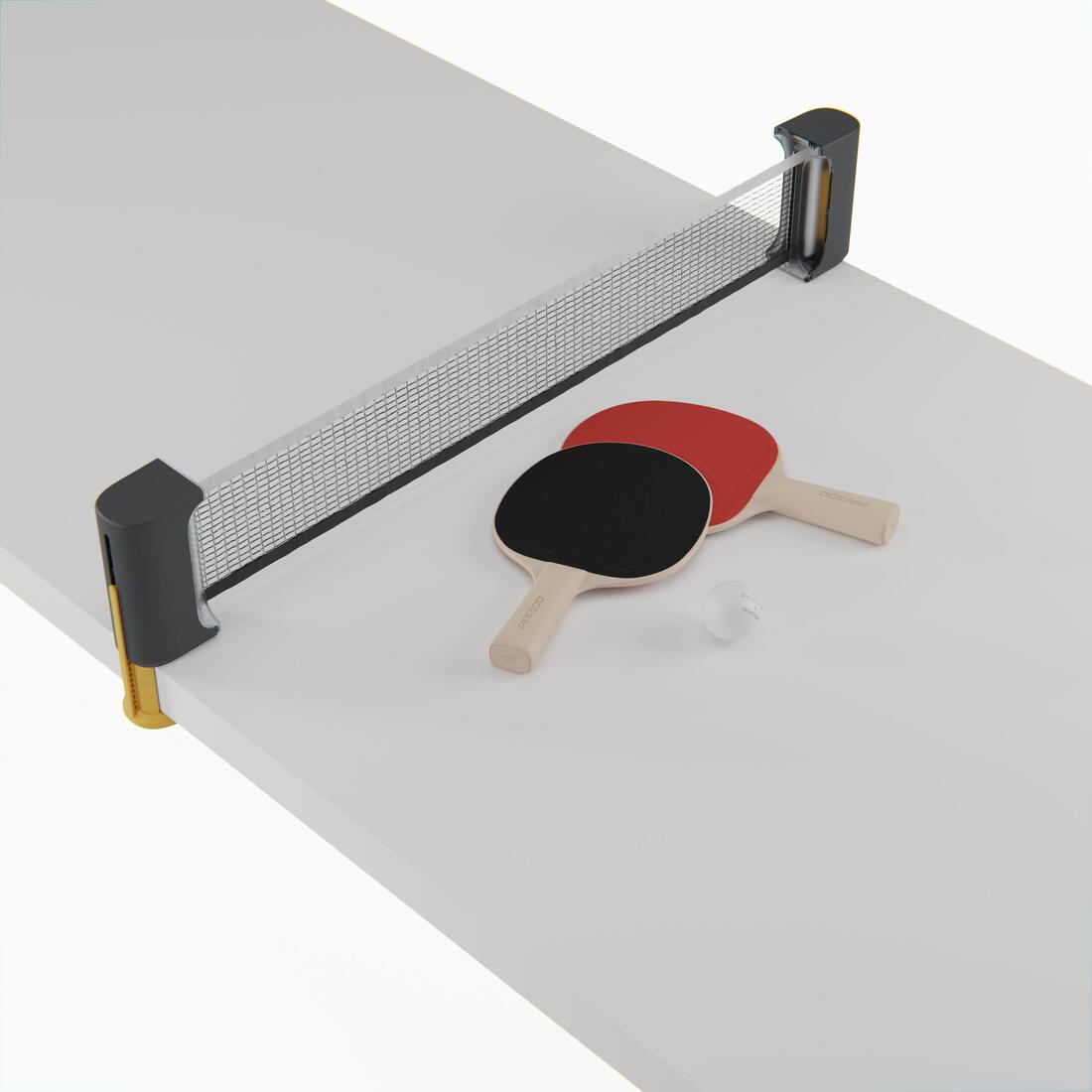 Set filet de ping pong rollnet petites surfaces + 2 raquettes PPR100 + 2 balles