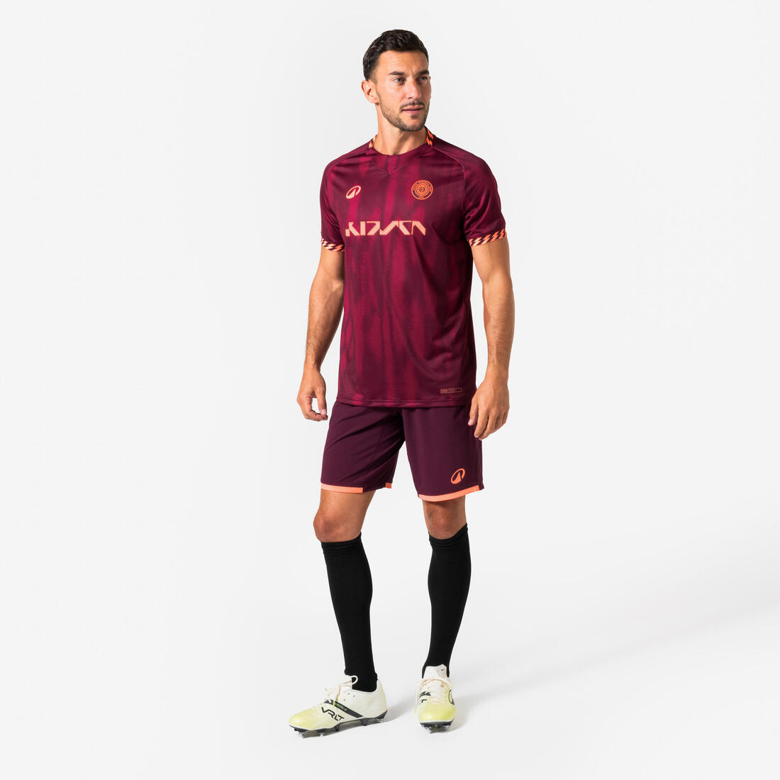 Maillot de football  adulte Viralto II wavy noir & jaune fluo