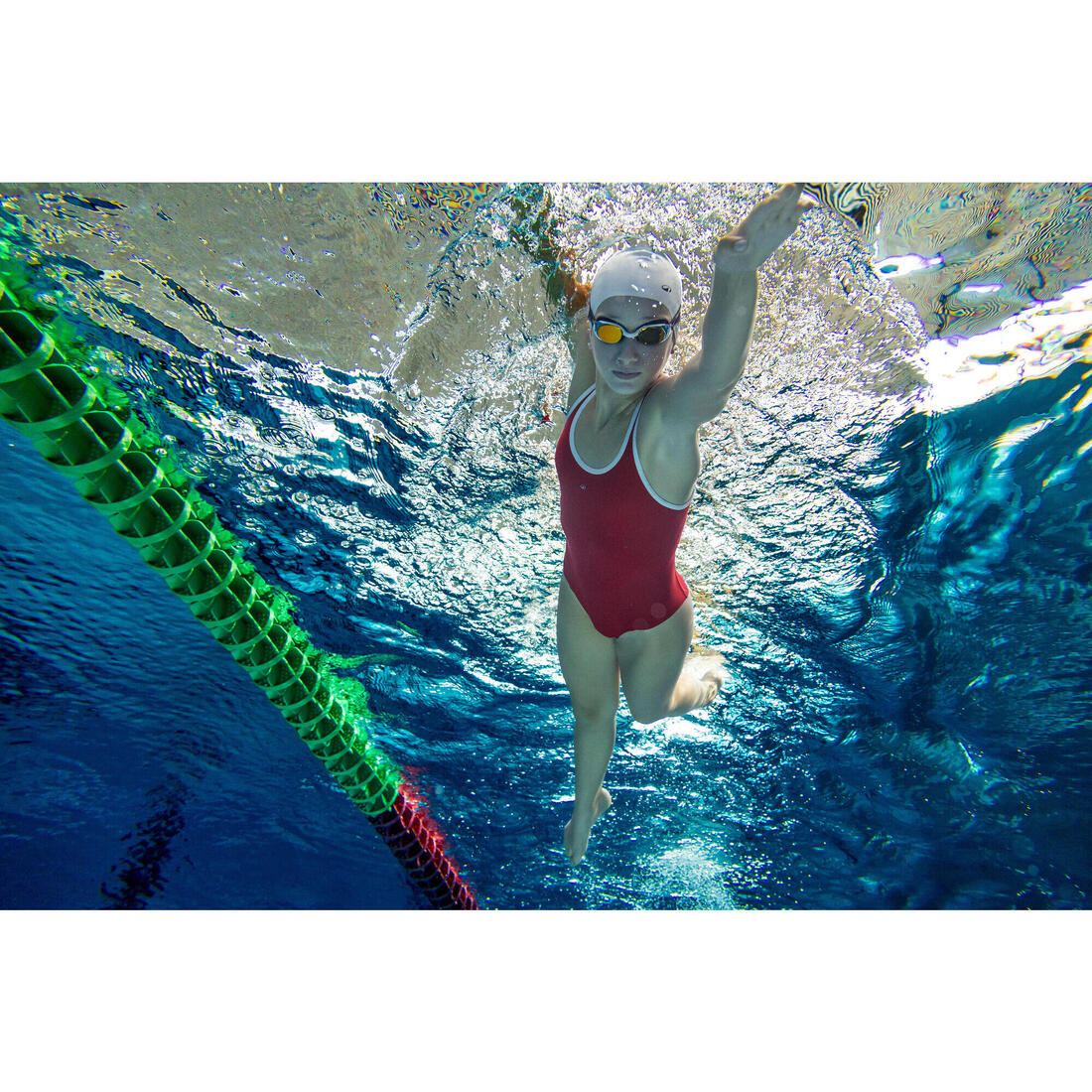 Maillot de bain 1 pièce natation Fille ado - 500 Olga bleu foncé