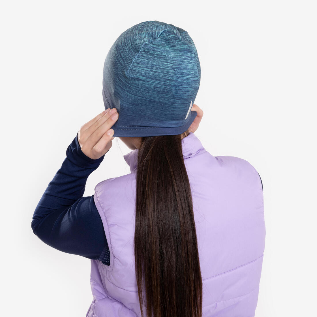 Bonnet running déperlant Enfant, KIPRUN DRY+ marine vert