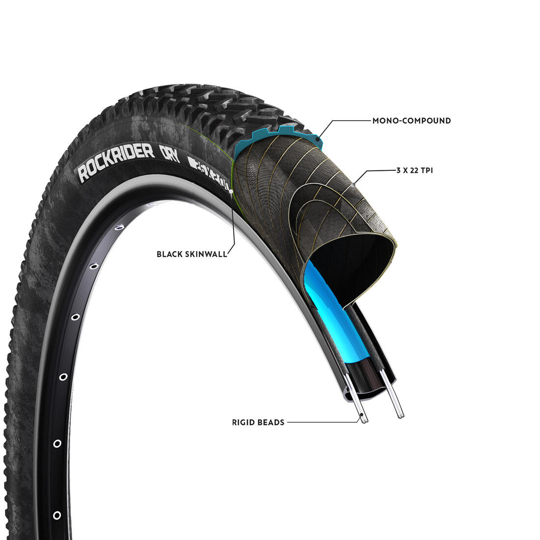 Pneu VTT dry 1 26x2.00 tringles rigides