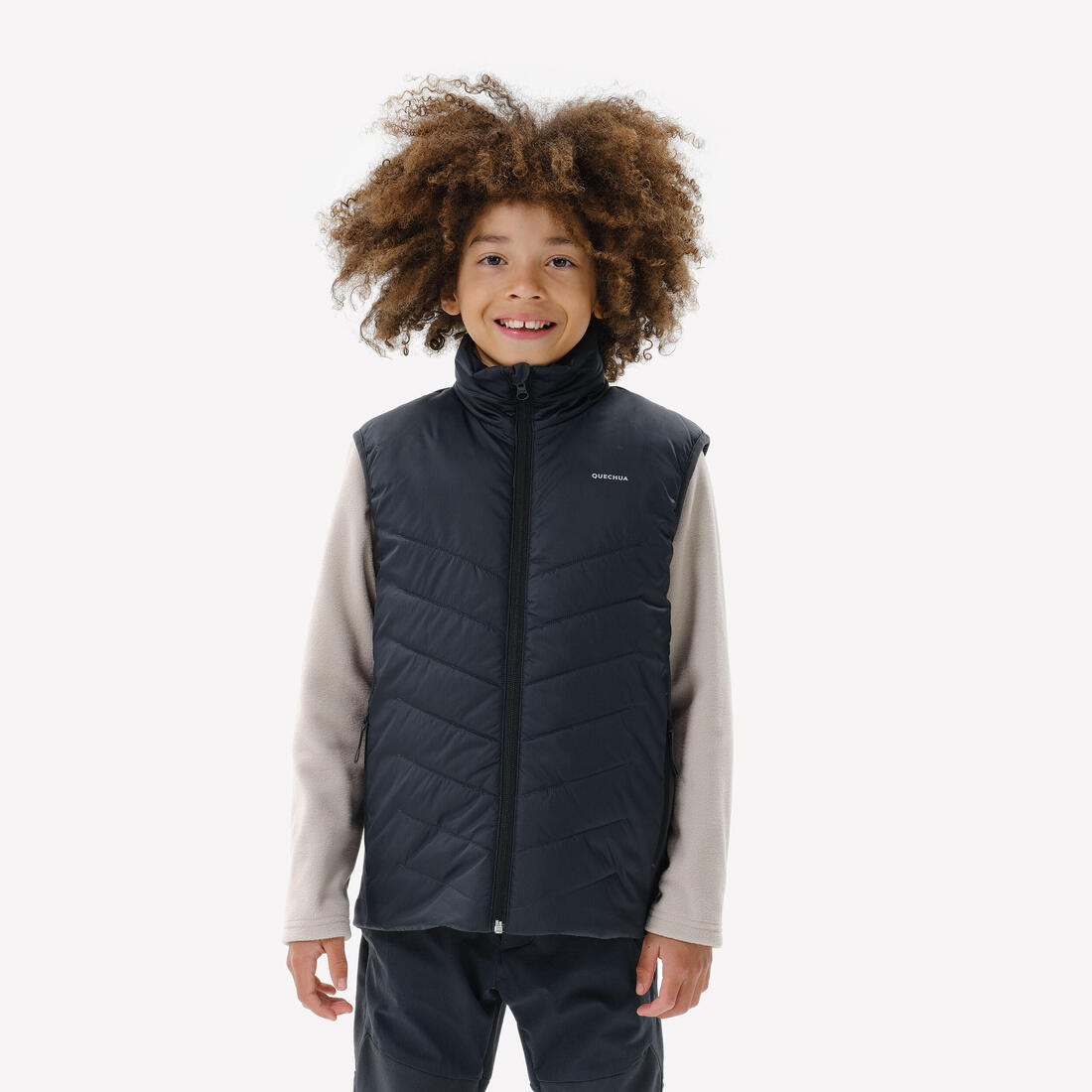 Doudoune sans manche de randonnée enfant 7-15 ans, MH500 noir