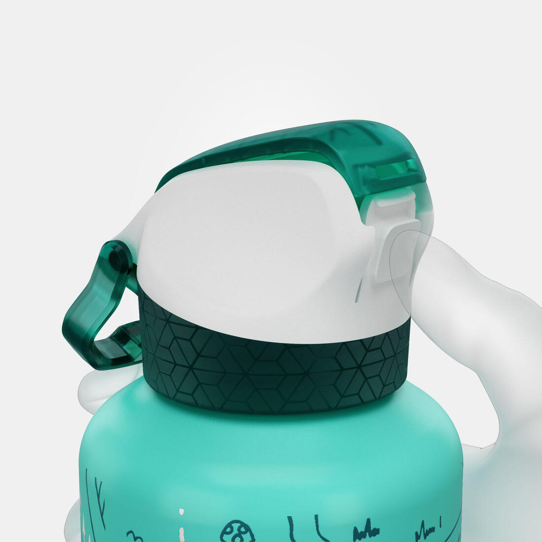 Gourde alu enfant 0,6L, bouchon instantané, pipette et paille, en alu recyclé