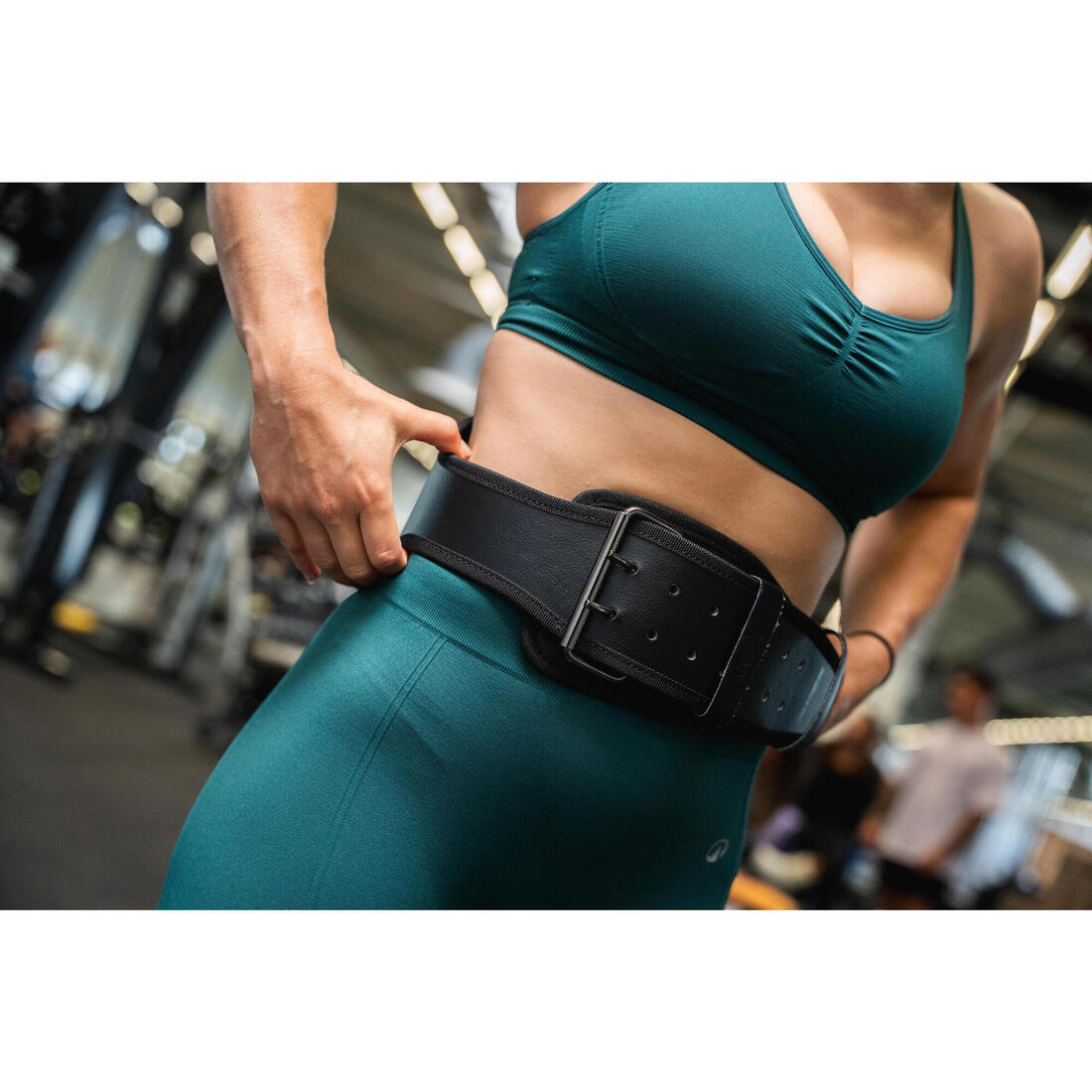 Ceinture lombaire de musculation en cuir résistante, noire