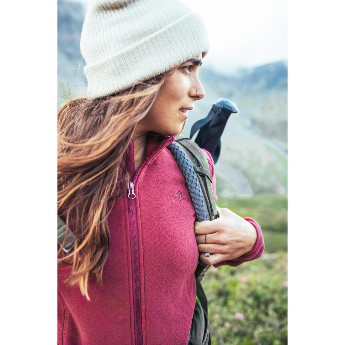 Polaire de randonnée montagne femme, MH100 full zip