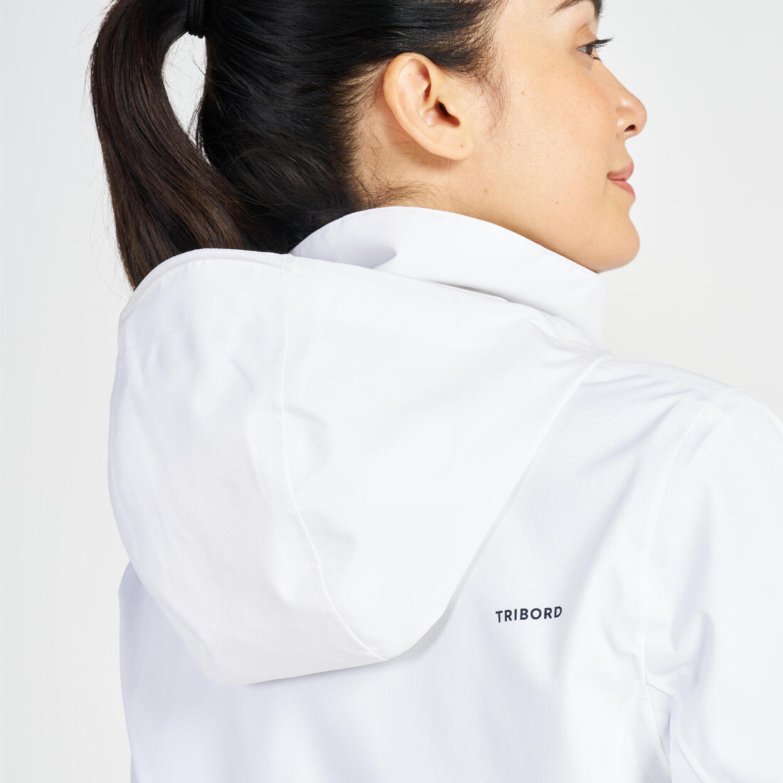 Veste imperméable coupe-vent de voile femme sailing 500 blanche