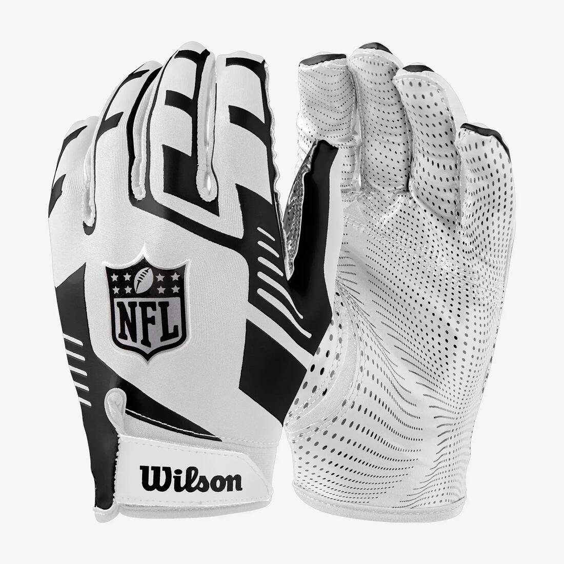 Gants de football américain Adulte - Wilson NFL extensibles blanc et noir