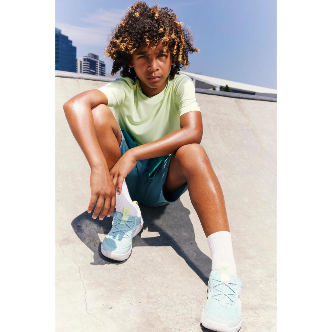 Chaussures de sport à scratch respirantes enfant, Playful Summer bleu et