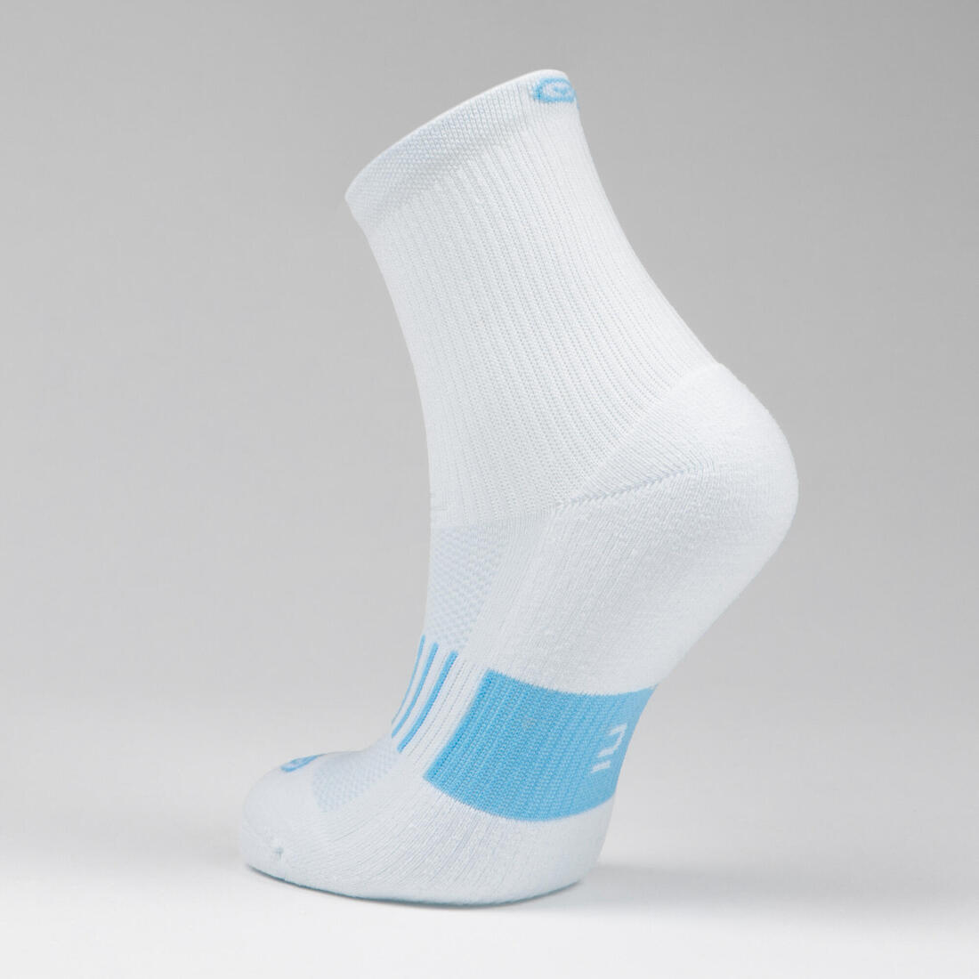 Lot X2 de chaussettes enfant AT 500 mid turquoise et rayées turquoises grises
