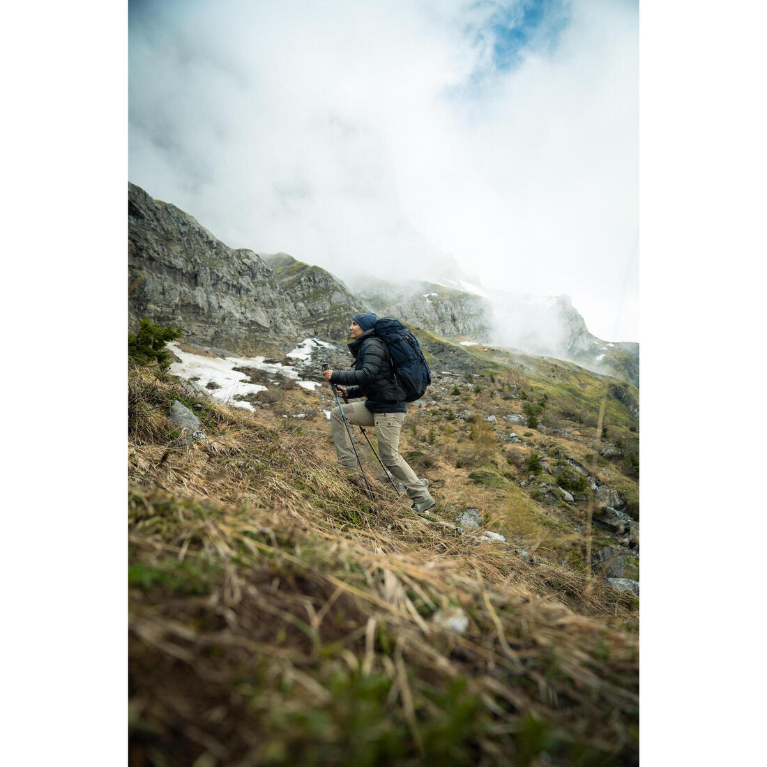 Doudoune à capuche en duvet de trek montagne - mt500 -10 °c - femme