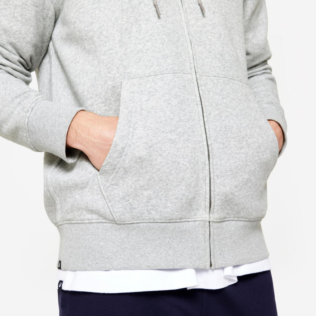 Sweat zippé à capuche de fitness en molleton homme