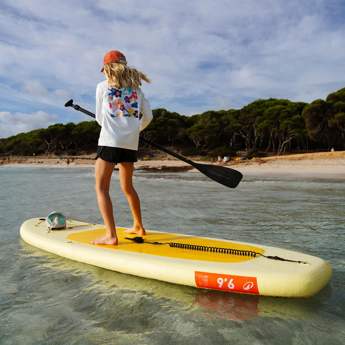 Pack stand up paddle gonflable 9'6, 1 personne (jusqu'à 80kg), 100 Jaune