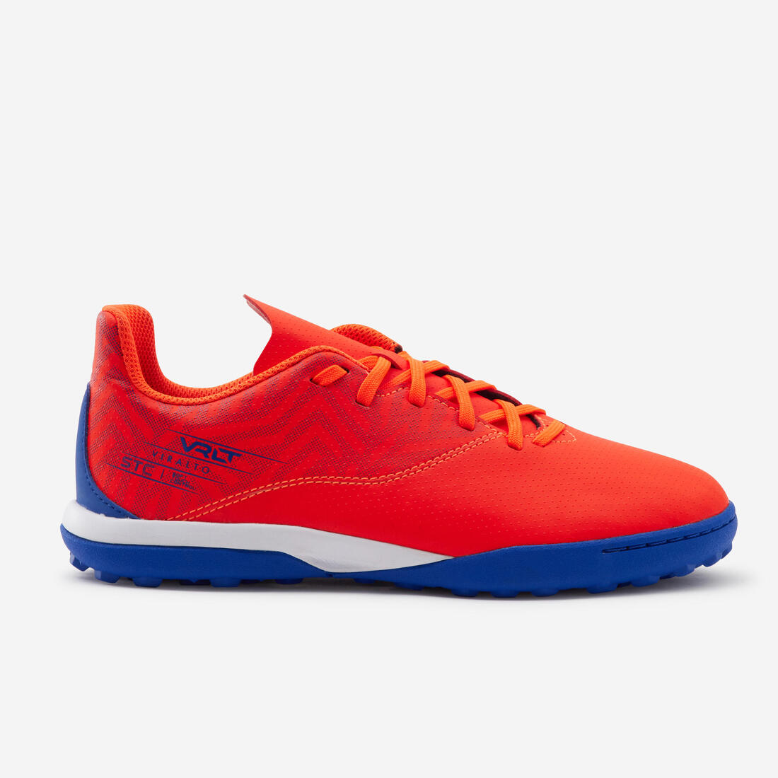 CHAUSSURES DE FOOTBALL ENFANT A LACETS VIRALTO I TURF TF ORANGE ET – bleu indigo