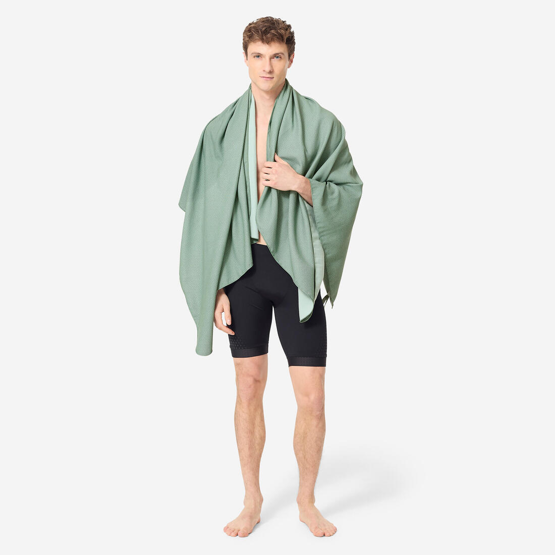 Serviette de bain microfibre à rayures taille XL 110 x 175 cm