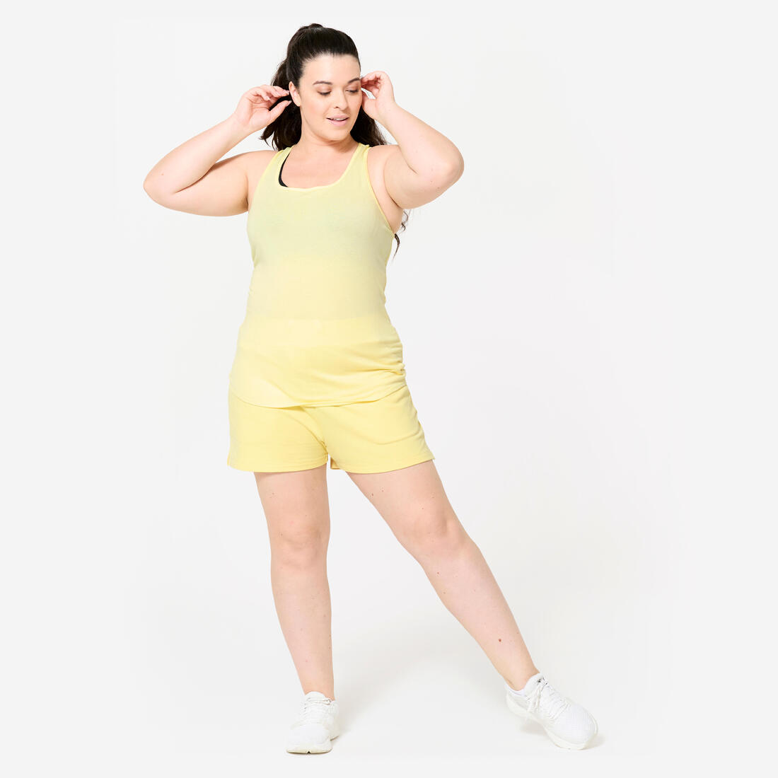 Short Fitness Femme - 520 Gris chiné clair