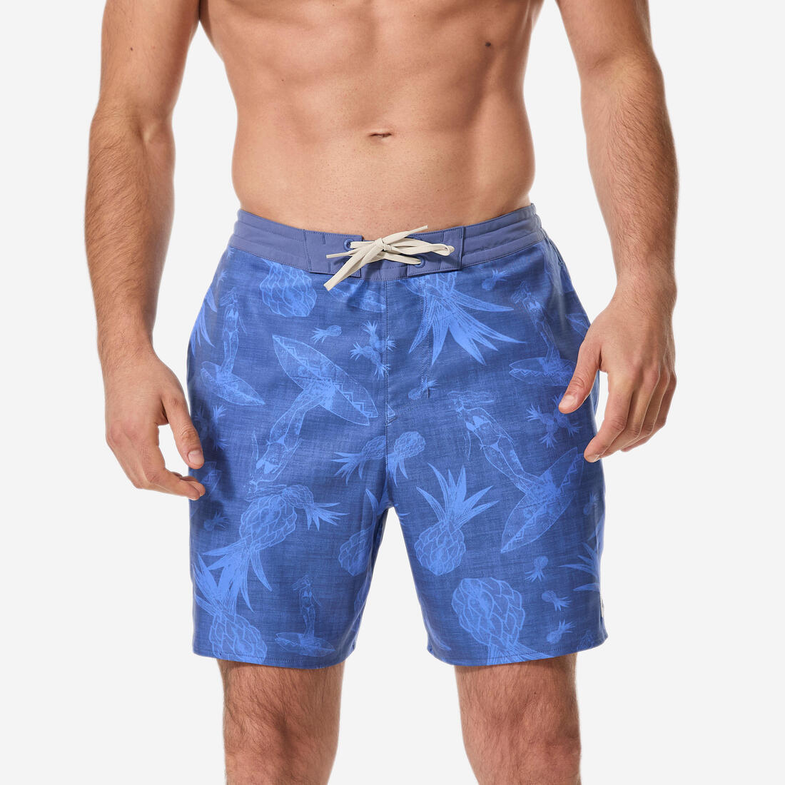 Boardshort surf short de bain mi-long 18'' homme, 100 Supagirl – bleu tempête