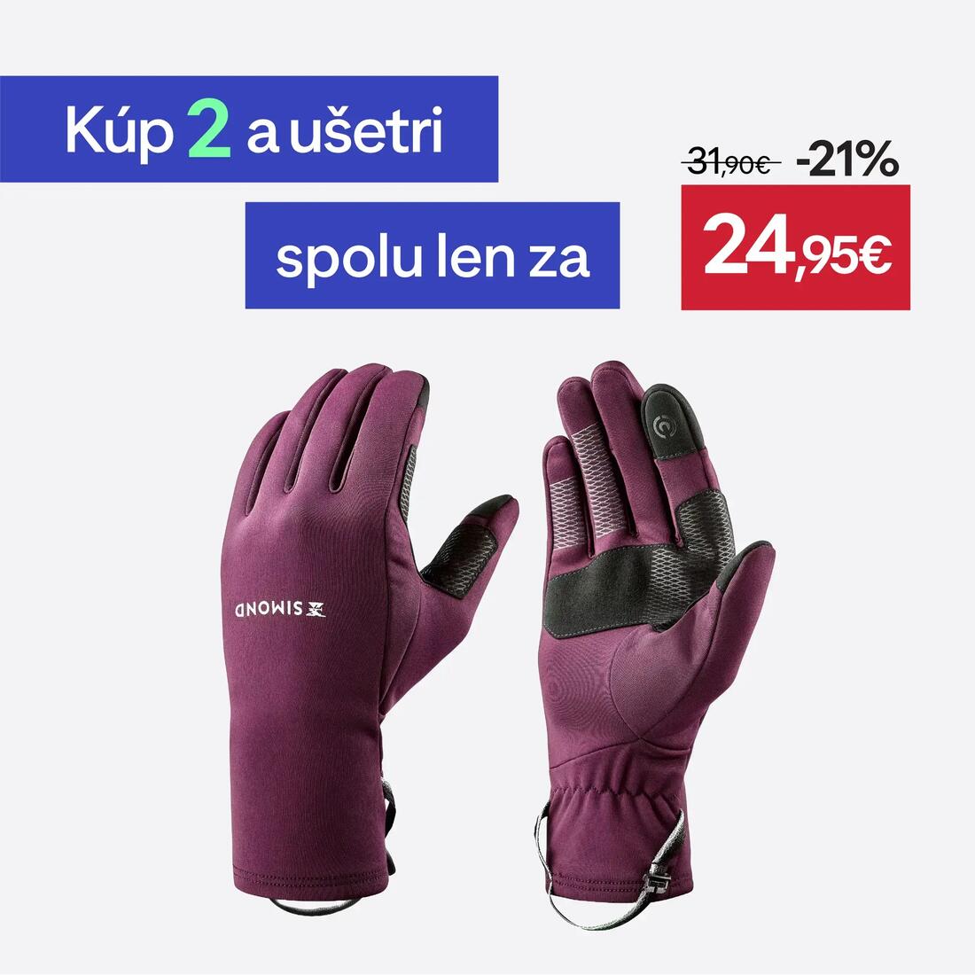 Gants tactiles et stretch de trekking adultes, MT500