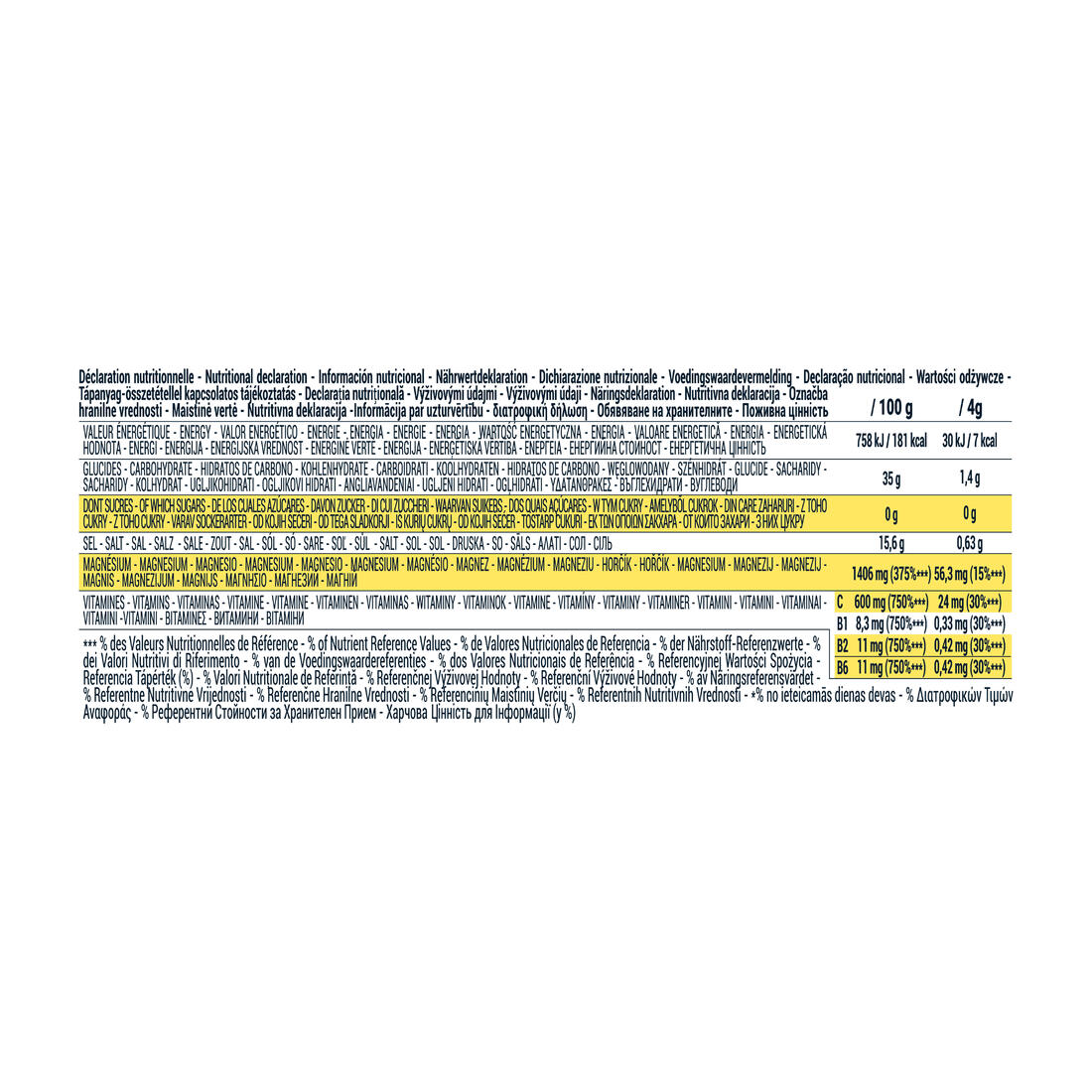 Boisson électrolytes sans sucre tablettes effervescentes citron 20x4gr