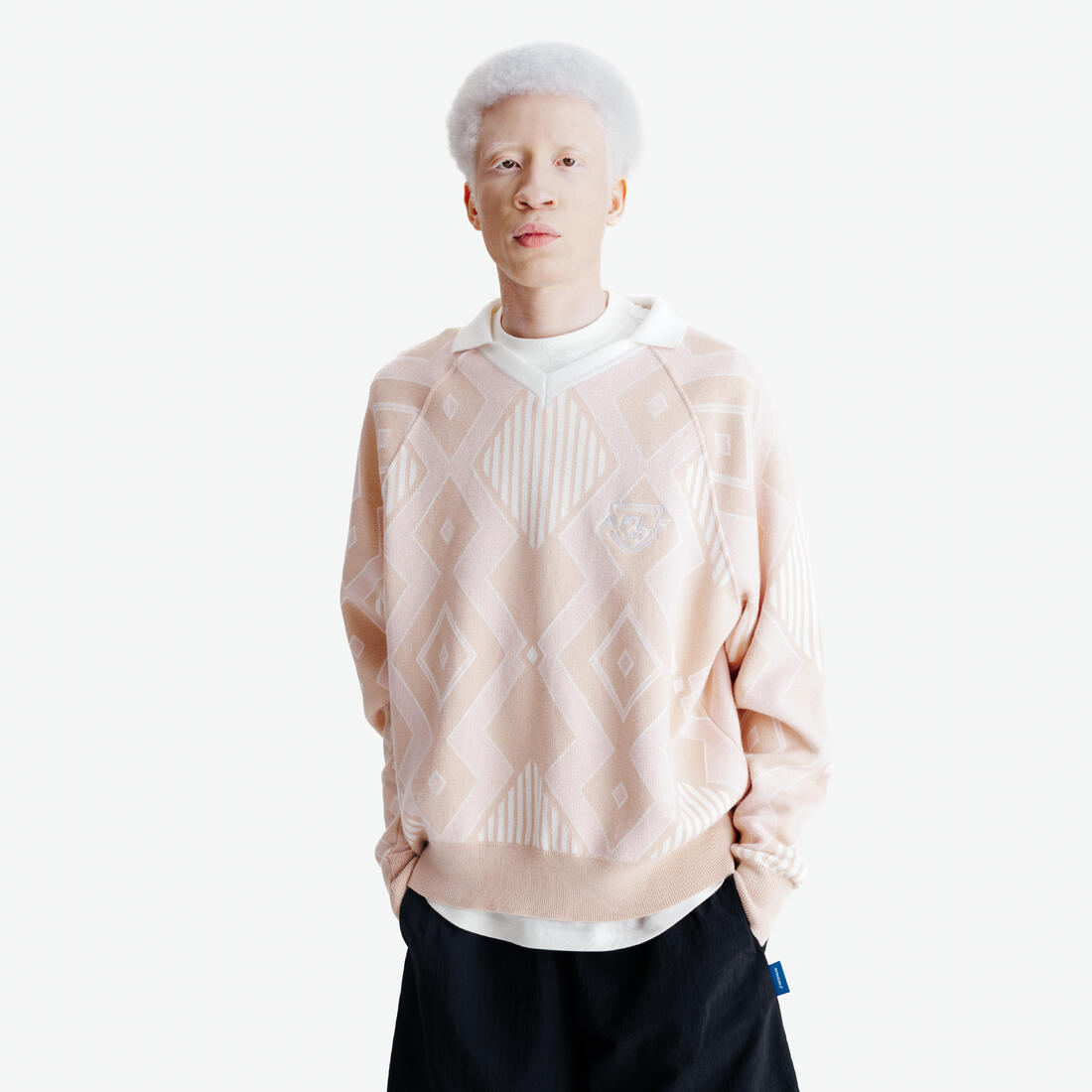 Pull homme, Heritage, rose et blanc