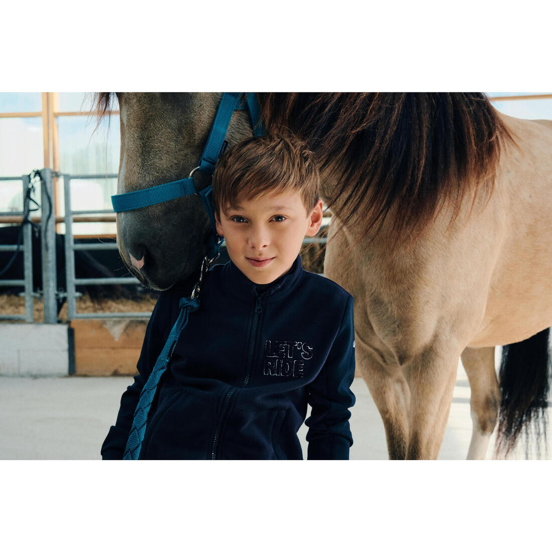 Sweat zippé équitation enfant 500 Marine