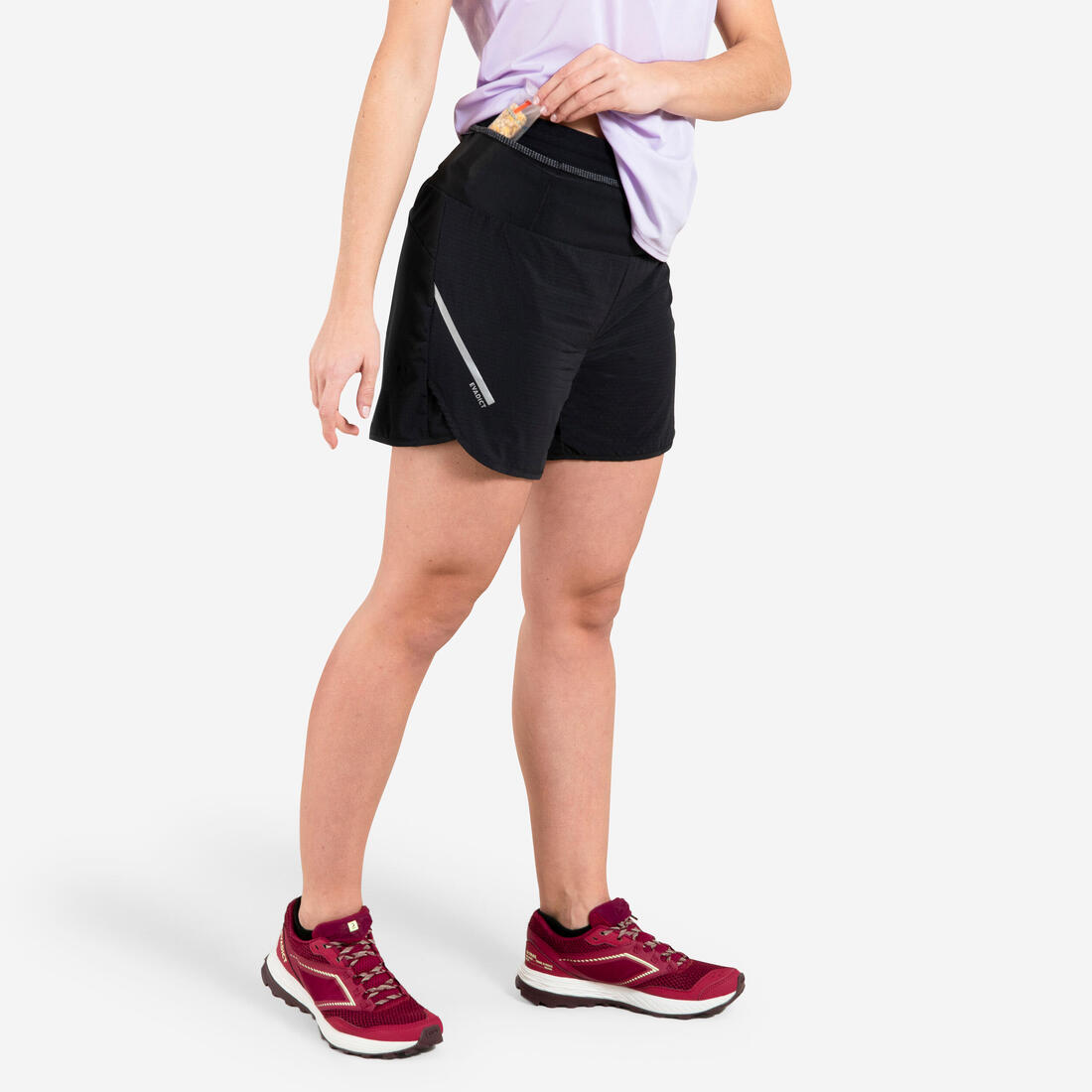 Short de trail running baggy femme noir – noir