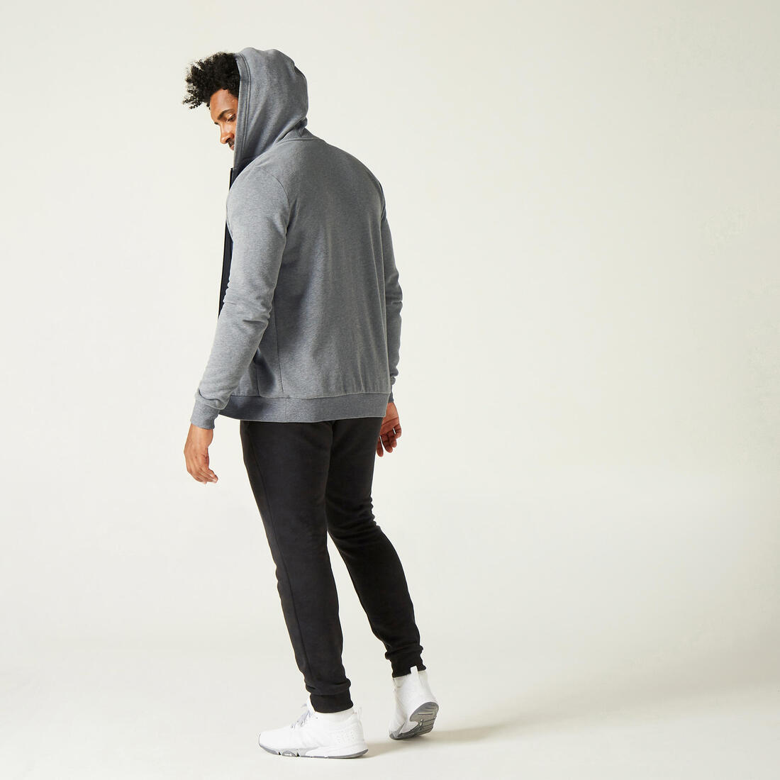 Sweat zippé à capuche fitness homme  - 100 bleu foncé – gris fonte