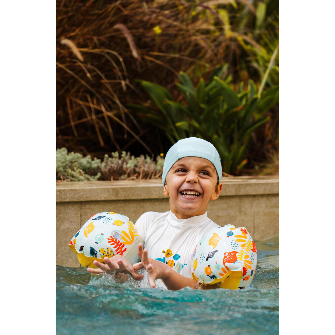 Bonnet De Bain Bébé Bleu Imprimé Tigre En Maille
