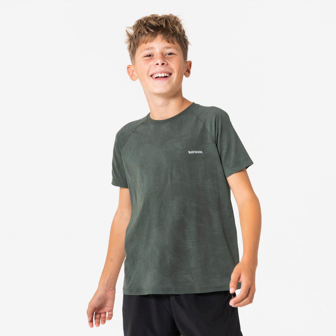 T-Shirt running sans couture Enfant - KIPRUN TS LIGHT 900 kaki