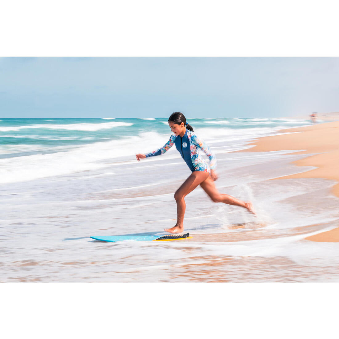 Skimboard enfant - 500 mousse bleu turquoise jaune