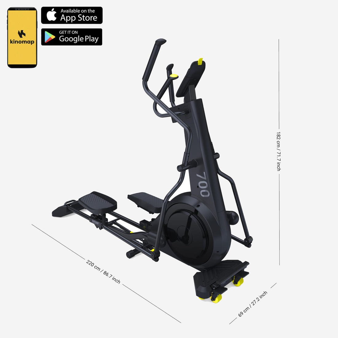 Elliptique roue avant 700 pliable, auto-alimenté et connecté