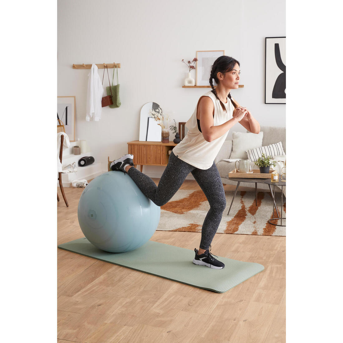 Gym ball taille 1 avec pompe gonflage et dégonflage 55 cm, bleu