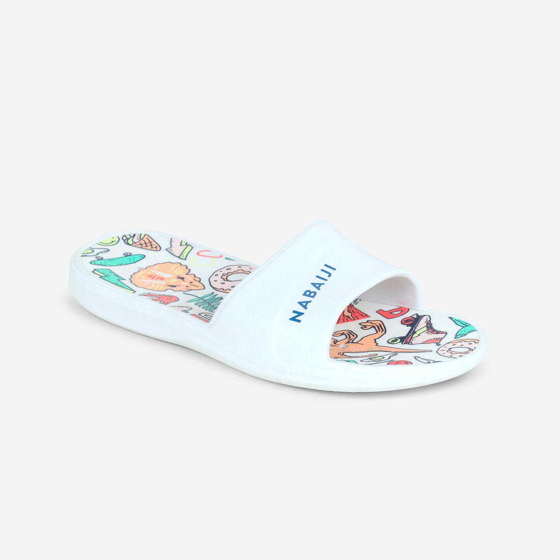 Sandale claquette piscine enfant slap 500 print croco – blanc ultra