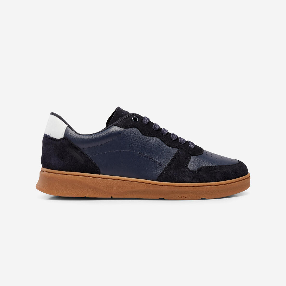 Baskets de marche en cuir homme, Walk Protect blanche – bleu fonce
