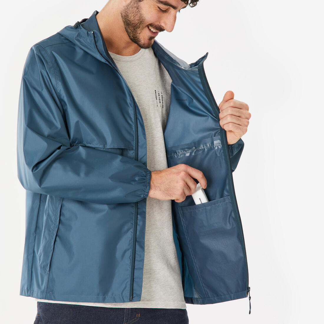 Veste de randonnée coupe-vent imperméable homme, Raincut Full Zip