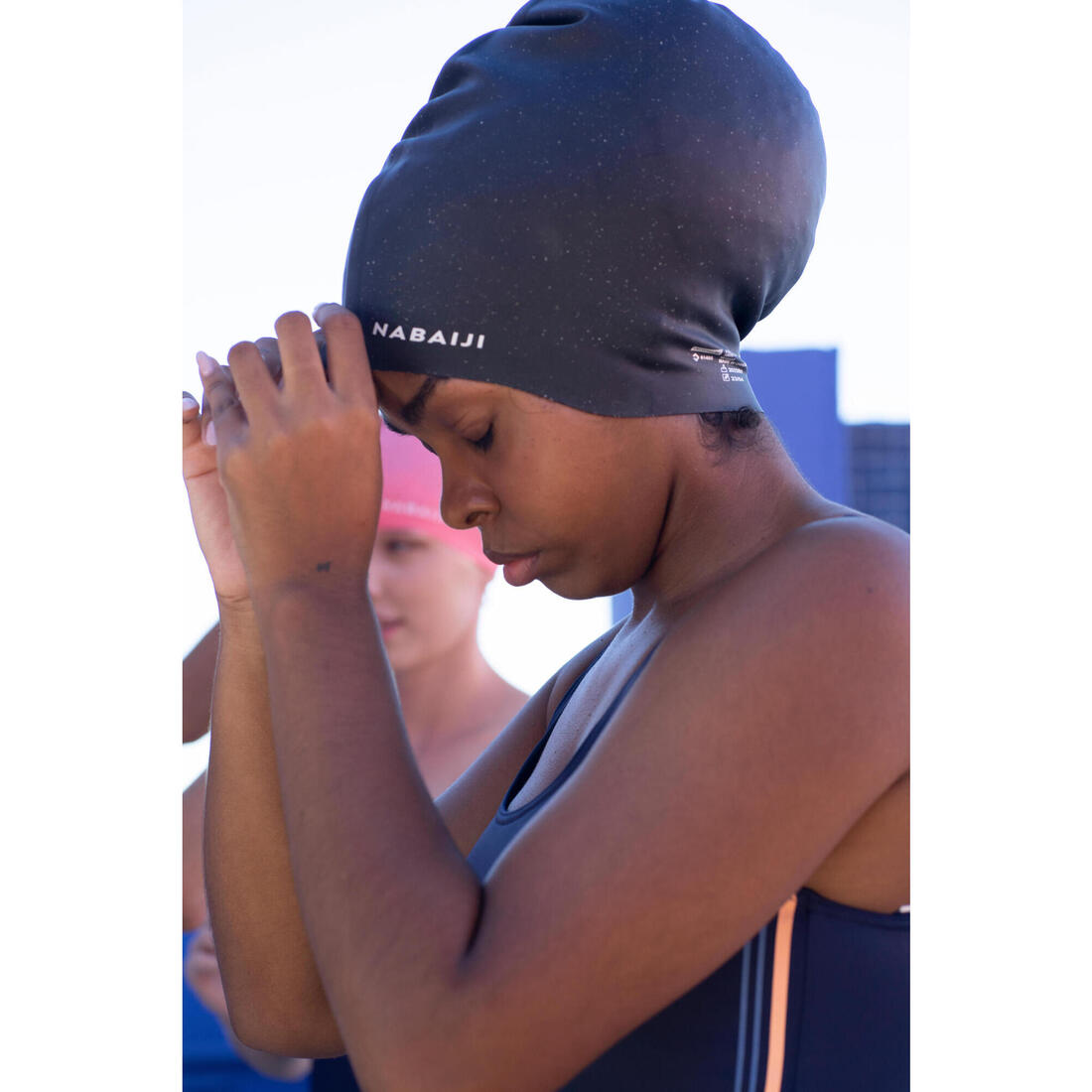 Bonnet de bain silicone pour cheveux volumineux taille unique