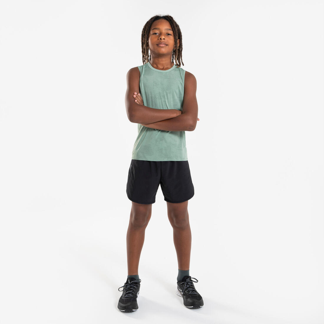 Short de Running respirant Enfant - KIPRUN dry+ 900 noir et gris