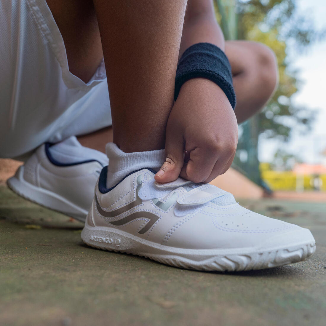 Chaussures de sport à scratch résistantes enfant, TS100