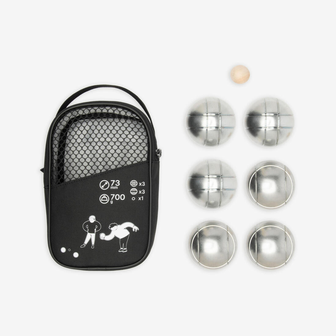 Jeu de 6 boules de pétanque loisir 100
