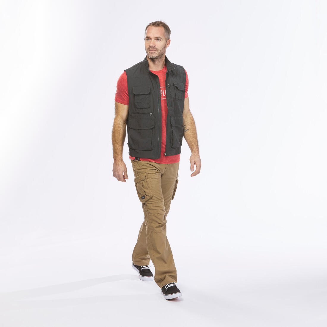 Gilet de randonnée multipoches homme, TRAVEL 100