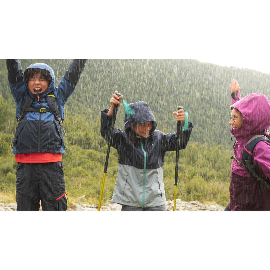 Veste imperméable de randonnée - MH500 violette - enfant 7-15 ans