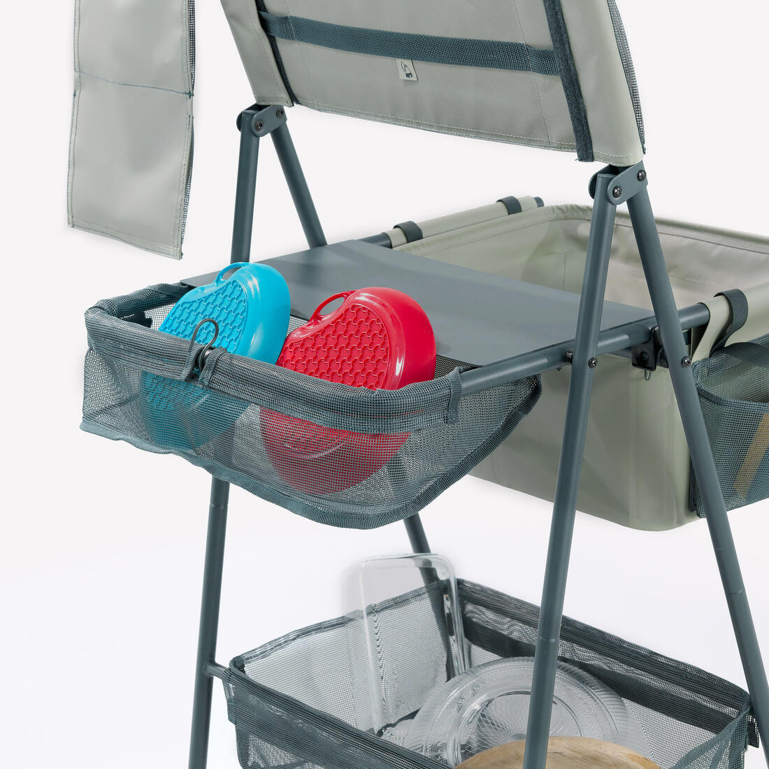 Meuble evier de camping, avec réservoir pour eaux grises et multiples rangements