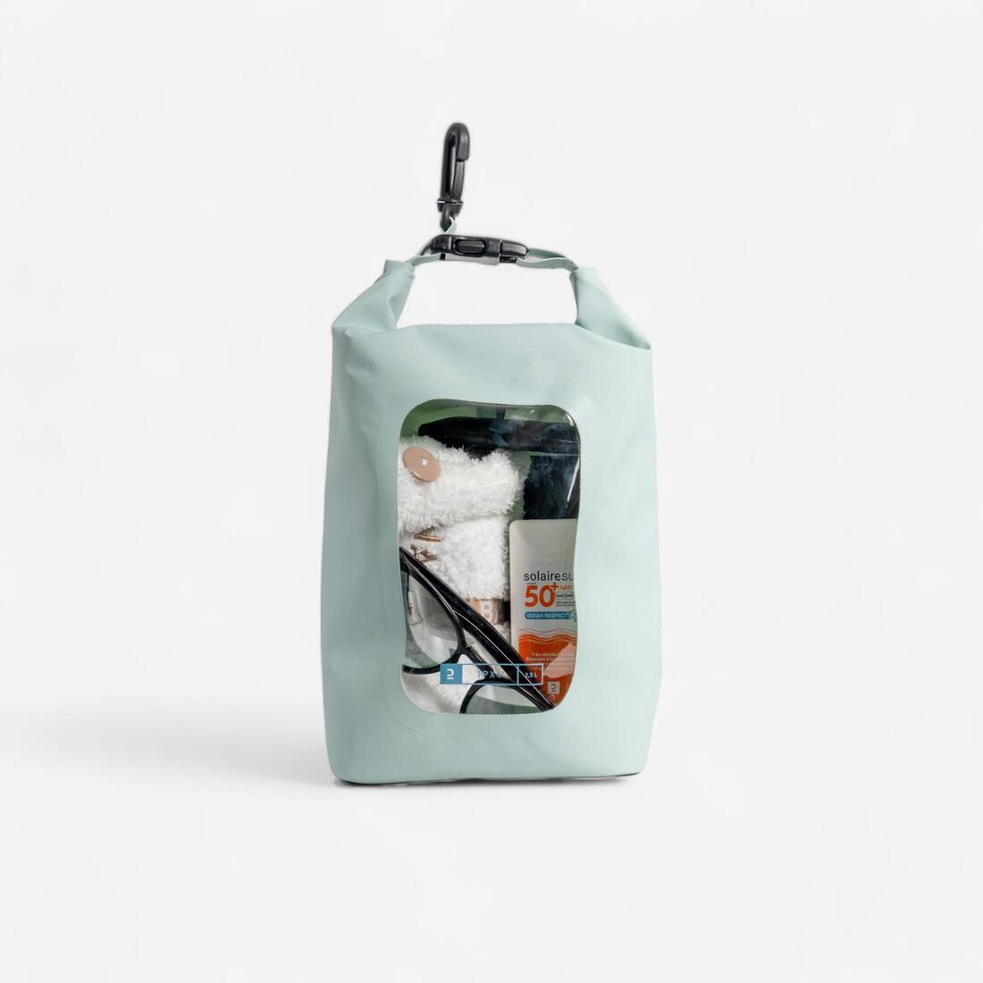 Sac étanche vert (IPX6)  de 2,5 l avec fenêtre de visibilité.