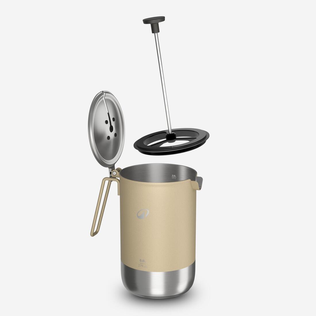 Cafetière portable 3 en 1 de camping, bouilloire et théière, 0.6L à 0,8L, inox.