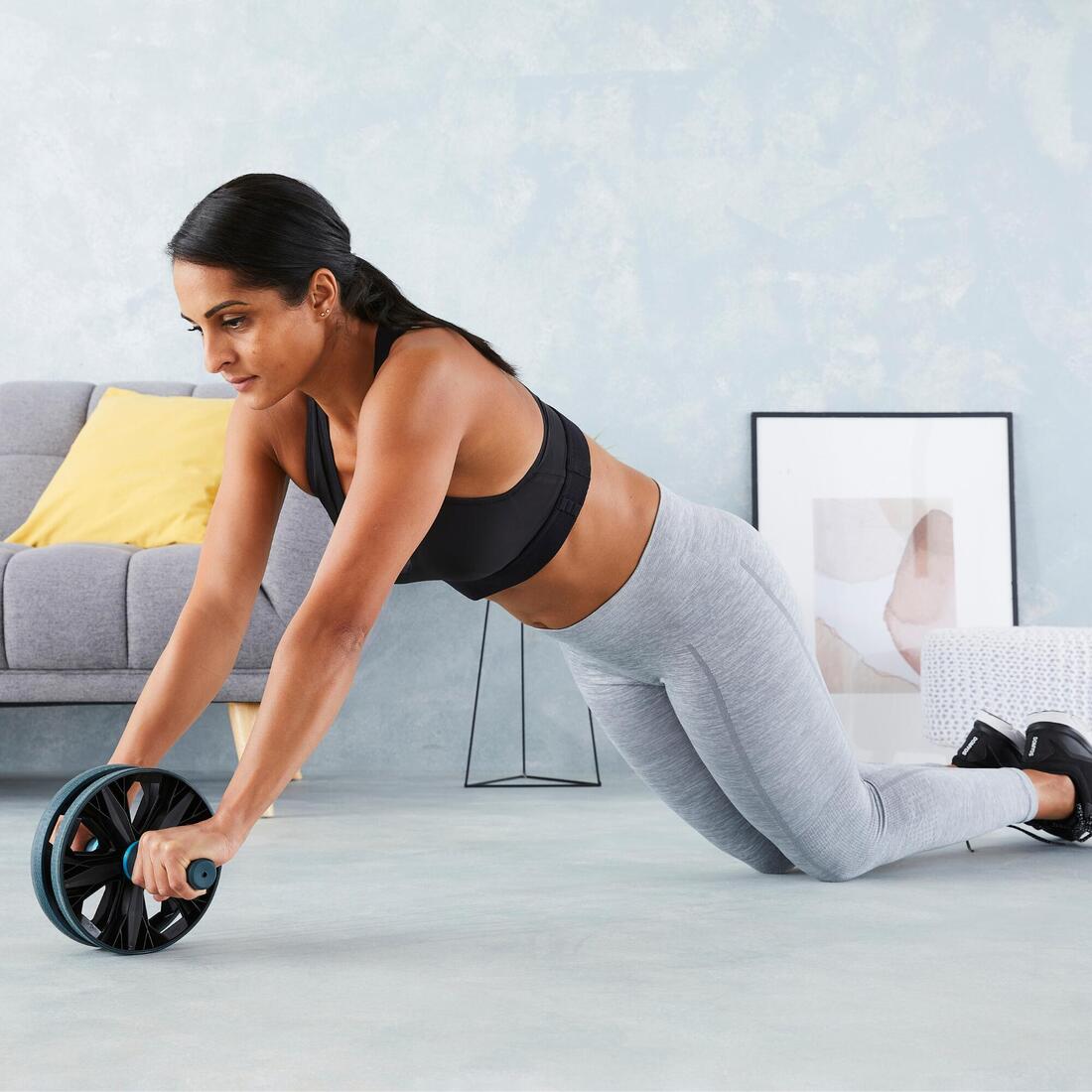 Roue abdominale musculation - Ab wheel bi-mode bleu