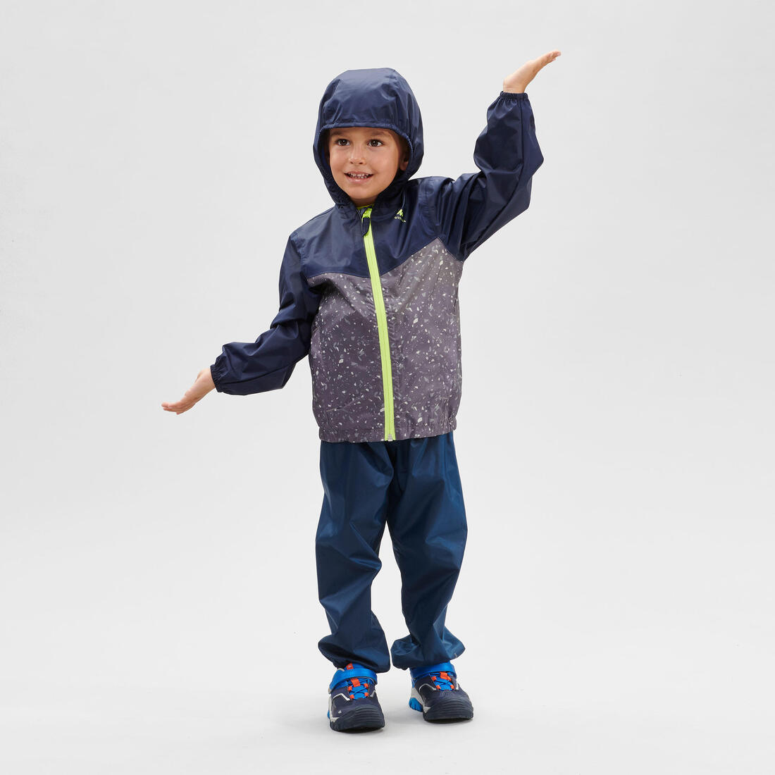 Surpantalon de randonnée imperméable enfant 2-6 ans, MH100 bleu noir