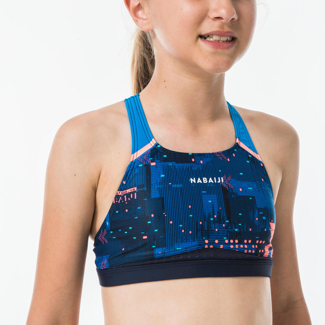 Haut de maillot de bain de natation fille  Kamyleon Wave – bleu marine