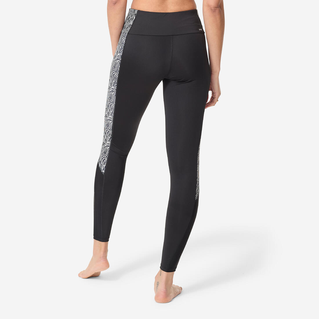 BAS DE MAILLOT DE BAIN LEGGING AQUAGYM-AQUABIKE FEMME NOIR IMPRIME