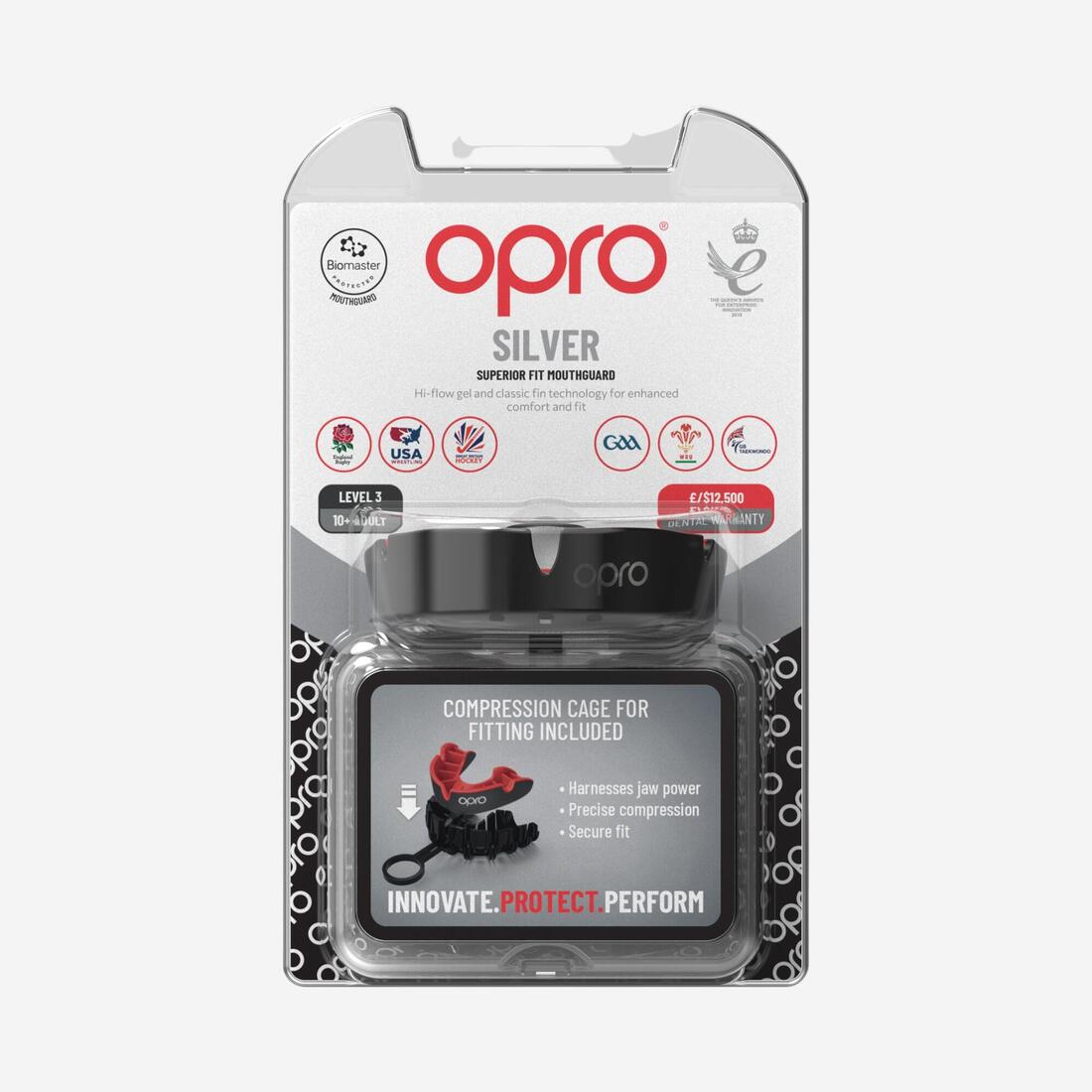 Protège-dents de rugby Adulte - Protection Silver rouge et noir