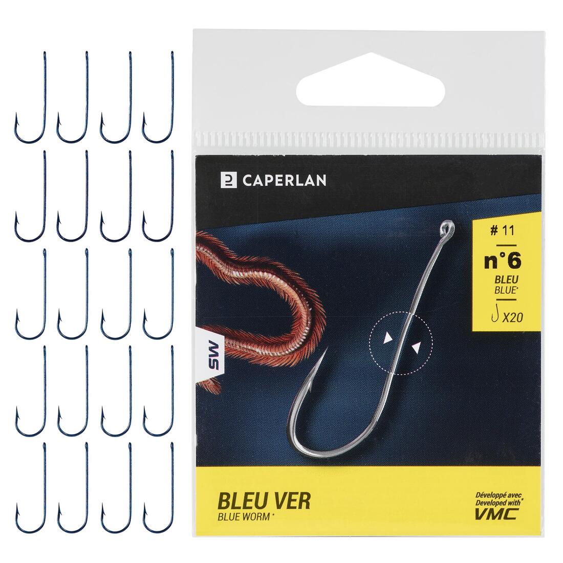Hameçon à oeillet  BLUE  WORM pêche en mer